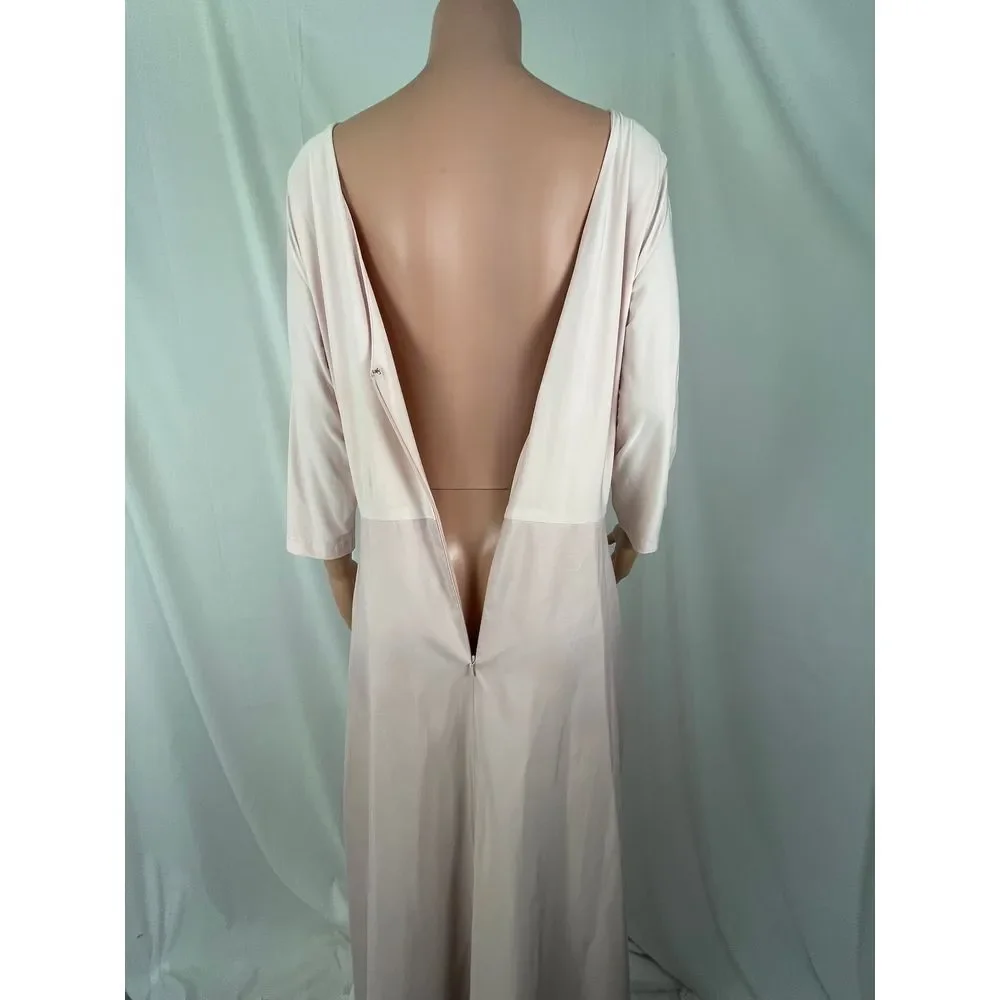 Alfred Sung size XL soft mauve ballet pink v neck fit & flare dress, ballet core - Picture 10 of 12